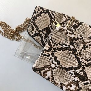 SNAKE PRINT TWO IN ONE CROSSBODY BAG